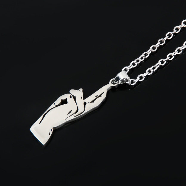 Animation Peripherals: Spell Return Gojo Wuhu Stick Hisuhito Cartoon Necklace Gojo Cat Realm Stainless Steel Pendant