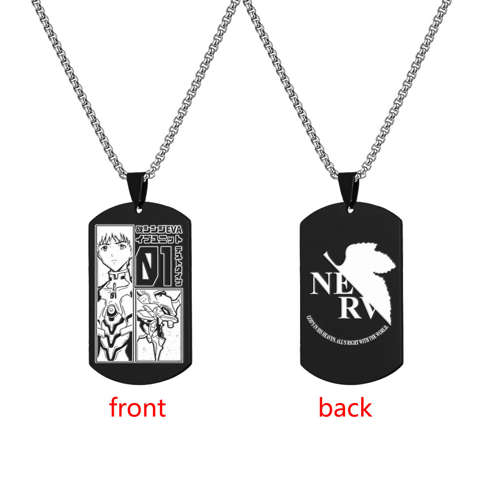 Neon Genesis Evangelion Stainless Steel Military Tag Engraved Necklace Tag Shinji Ikari Ayanami Rei Titanium Steel Dog Tag