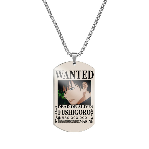 Spell Return Jujutsu Kaisen Five Wuhu Stick Yu Erfu Black Hui Color Printed Stainless Steel Necklace Dog Tag