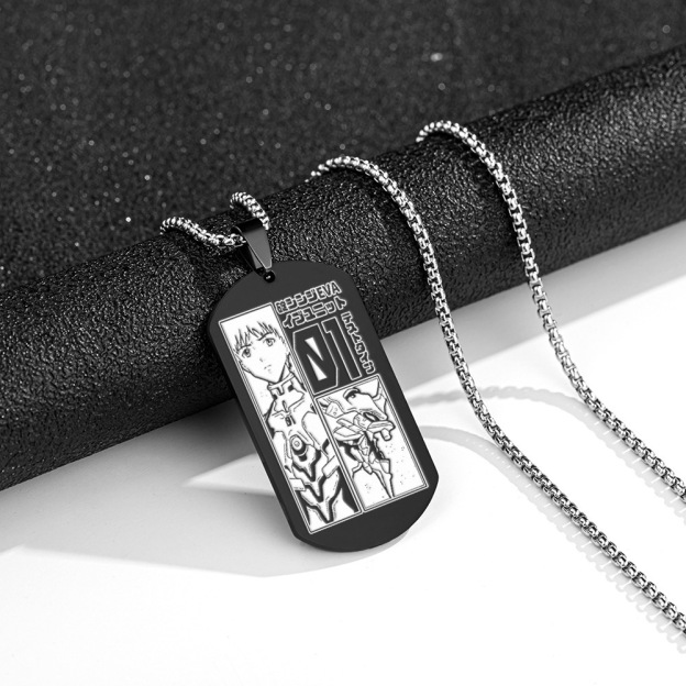 Neon Genesis Evangelion Stainless Steel Military Tag Engraved Necklace Tag Shinji Ikari Ayanami Rei Titanium Steel Dog Tag