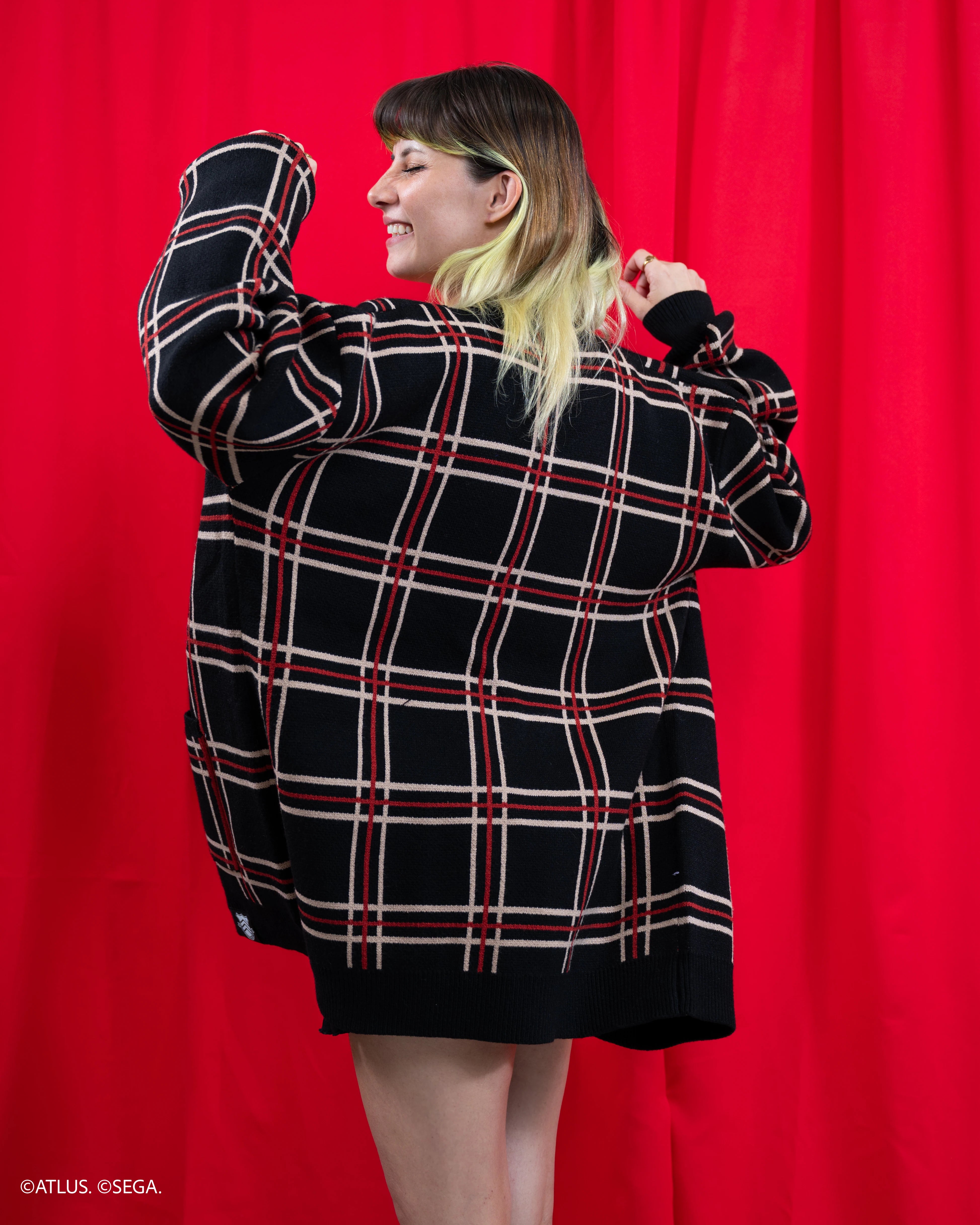 Unisex Shujin Academy Plaid Ugly Cardigan Sweater