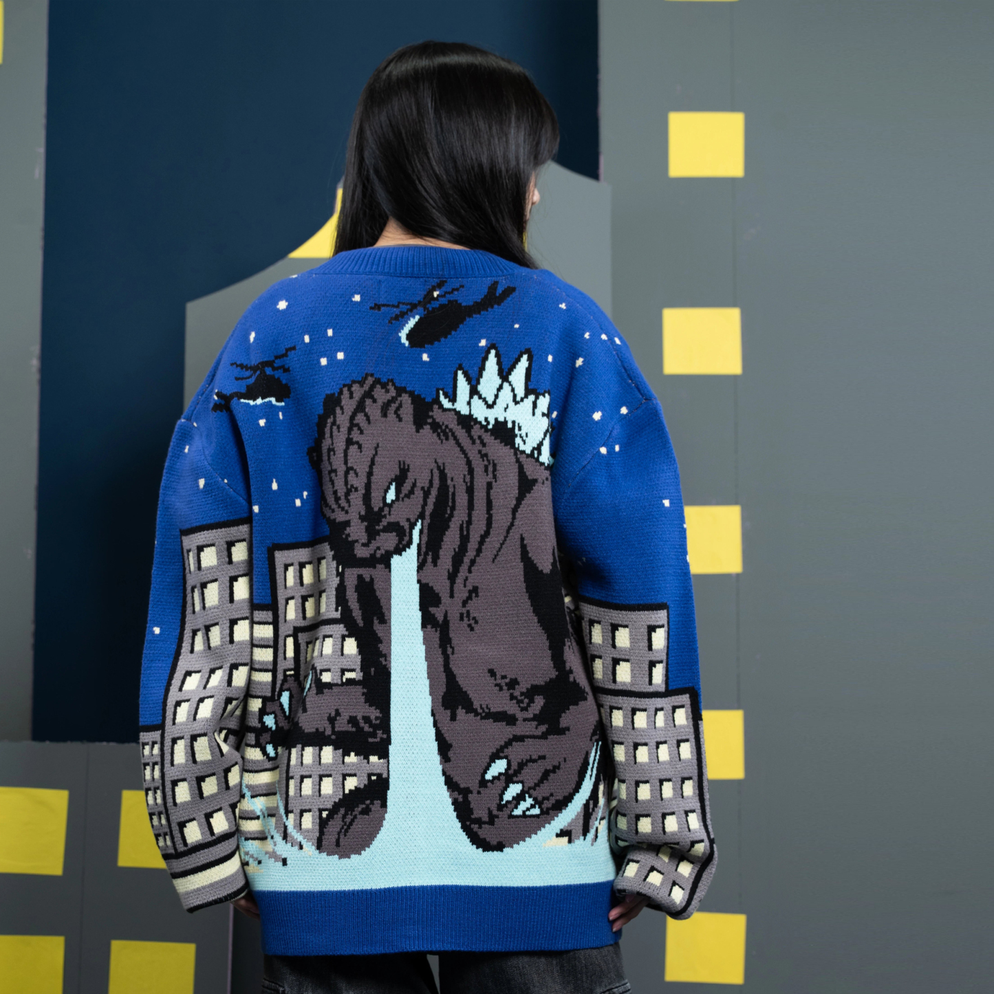 Unisex Godzilla Ugly Cardigan Sweater