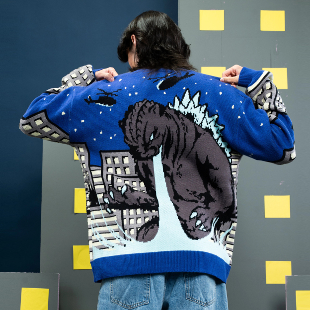 Unisex Godzilla Ugly Cardigan Sweater