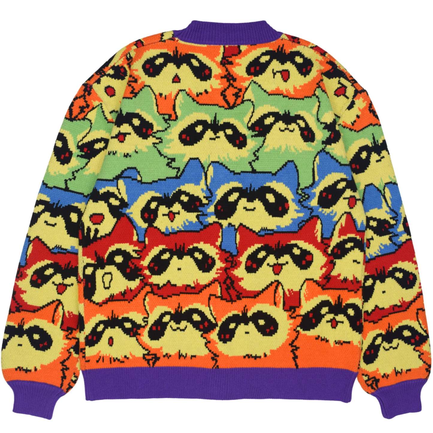 Unisex Rainbow Raccoon Ugly Cardigan Sweater