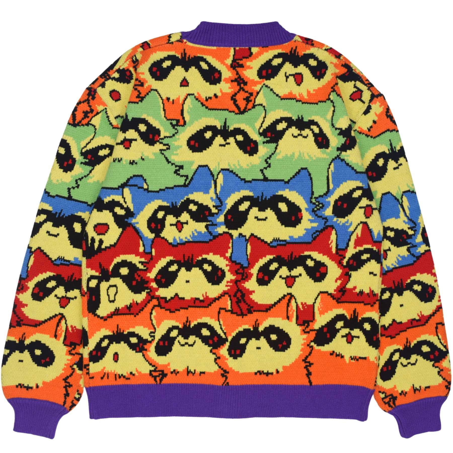 Unisex Rainbow Raccoon Ugly Cardigan Sweater