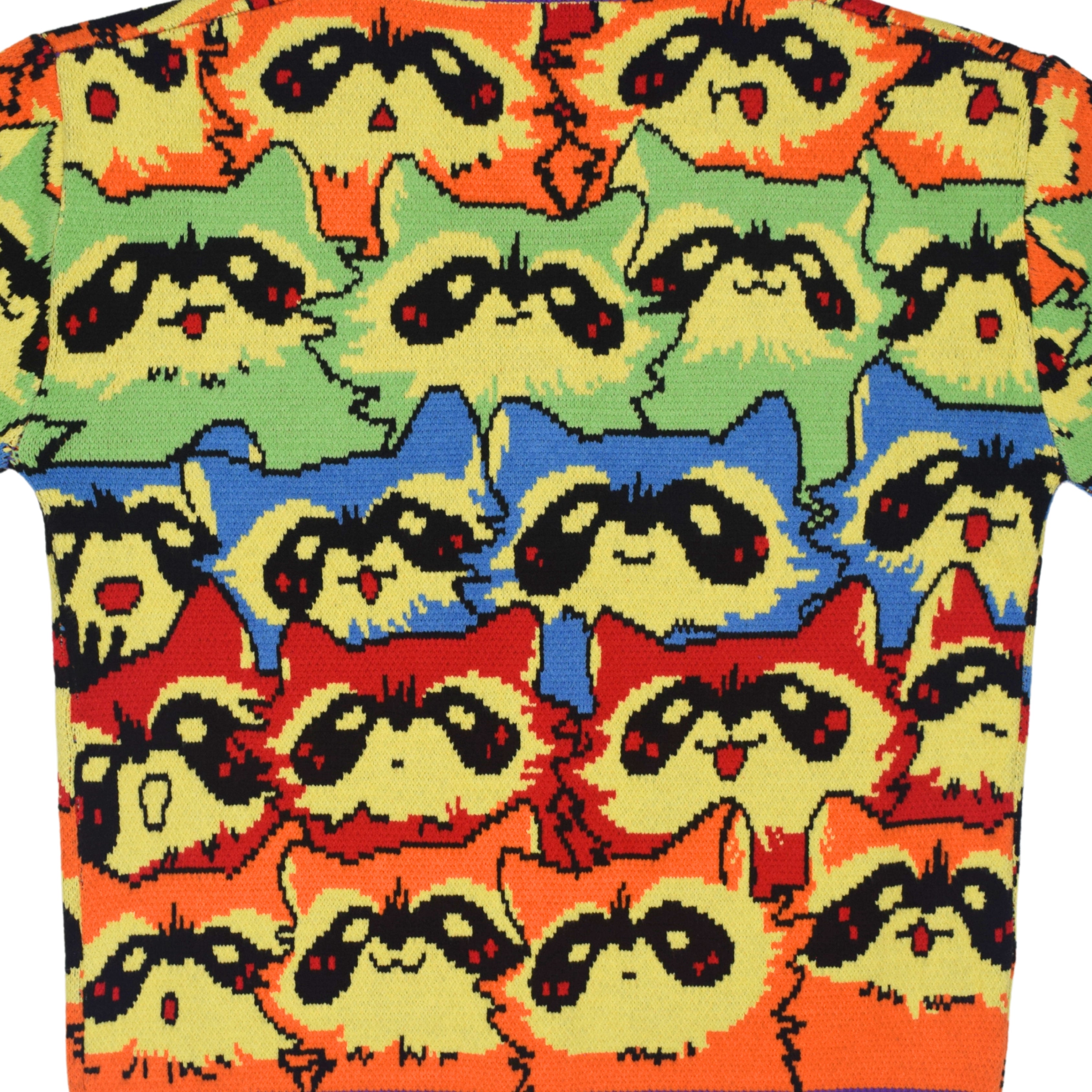 Unisex Rainbow Raccoon Ugly Cardigan Sweater