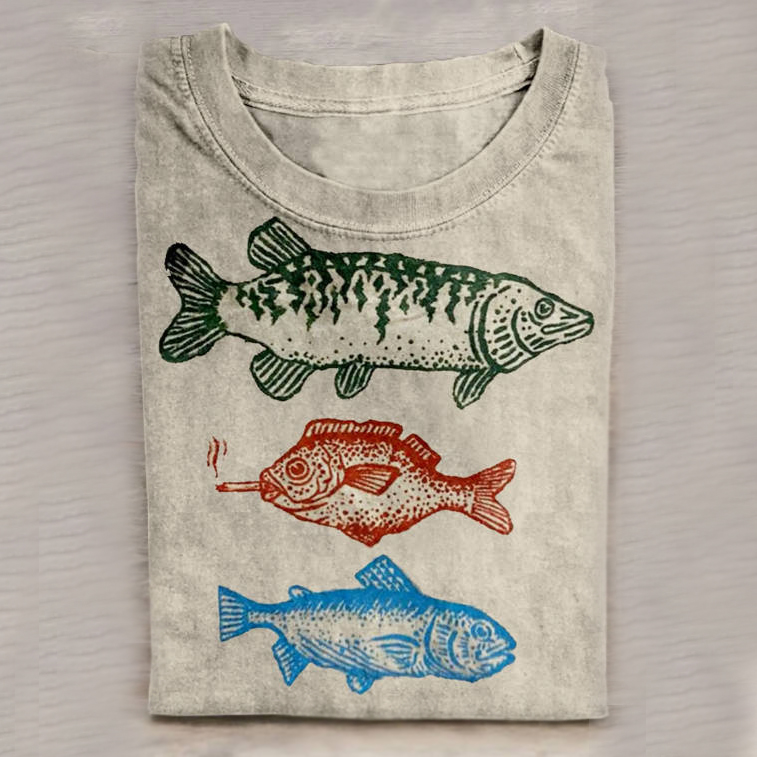 Fish Art Print Causal Short Sleeve T-shirt
