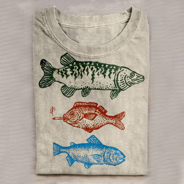 Fish Art Print Causal Short Sleeve T-shirt