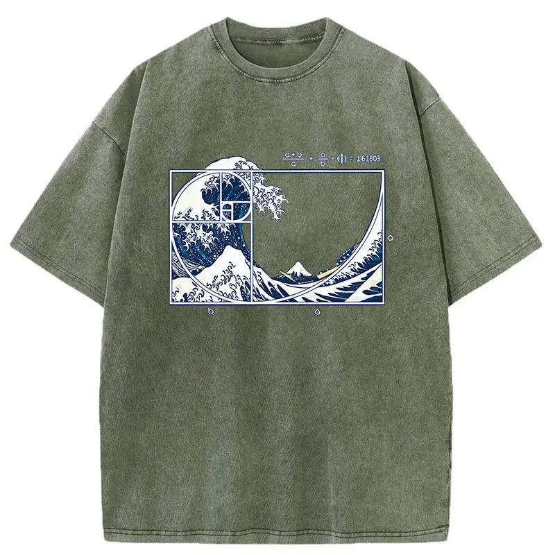 Ukiyoe Waves Japan Washed T-Shirt