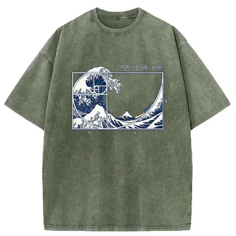 Ukiyoe Waves Japan Washed T-Shirt