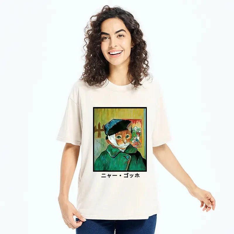 Meow Gogh Washed T-Shirt