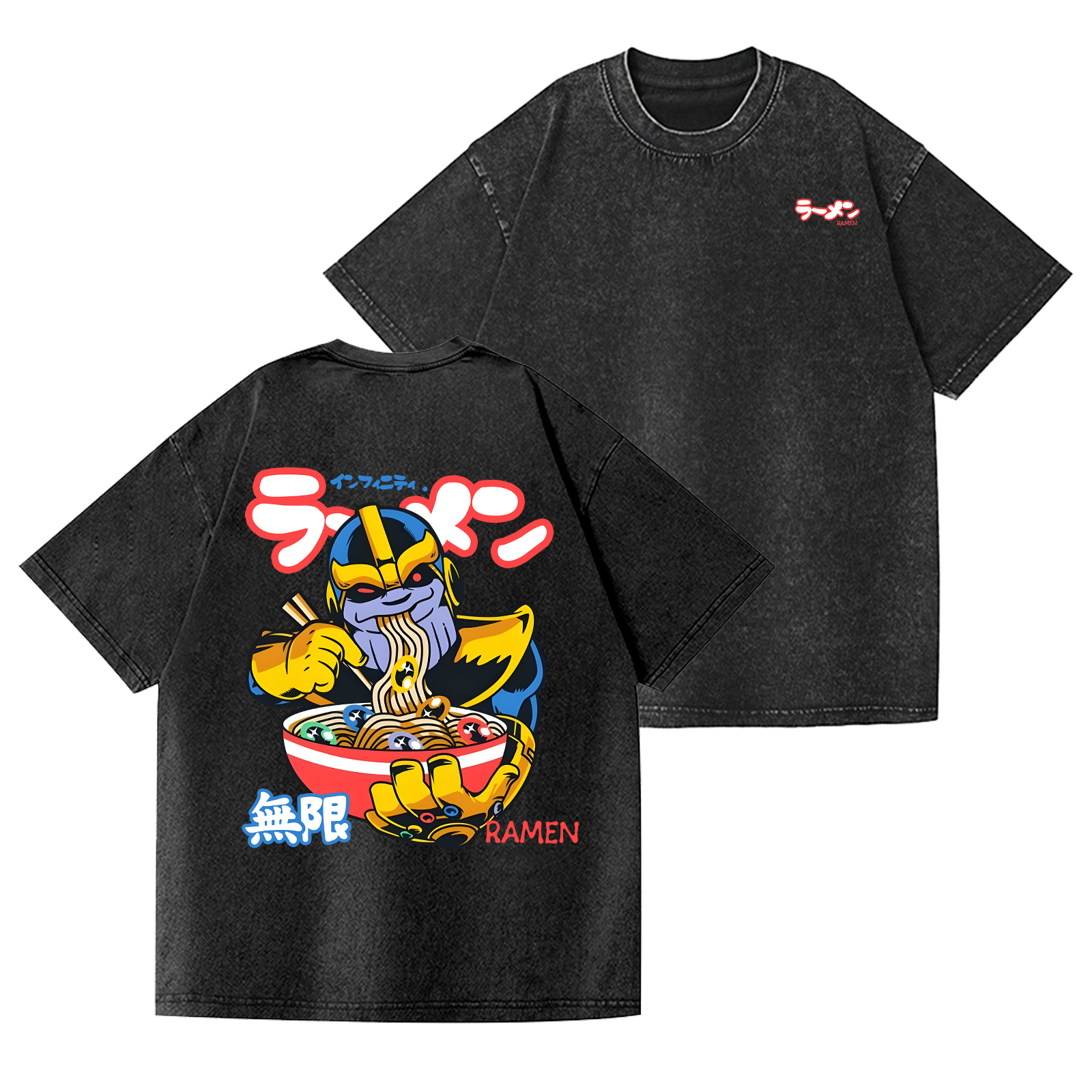 Ramen Hero Vintage Wash Japanese Design Back Art T-Shirt