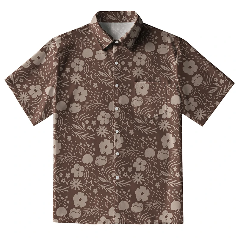  Mocha Floral Button-up Shirt