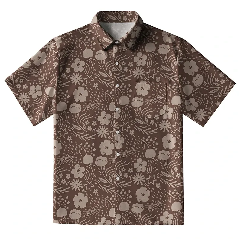 Mocha Floral Button-up Shirt
