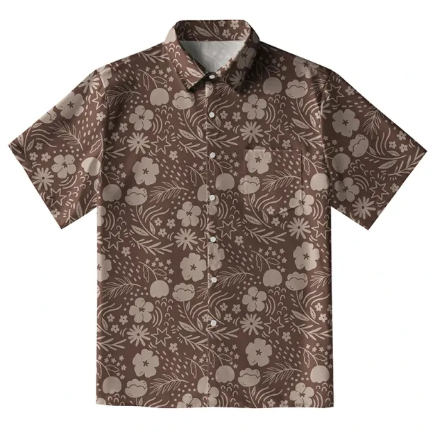  Mocha Floral Button-up Shirt