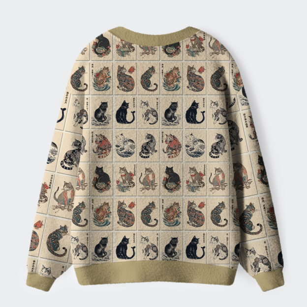 Unisex The Bold And The Inked Cats Ugly Cardigan Sweater