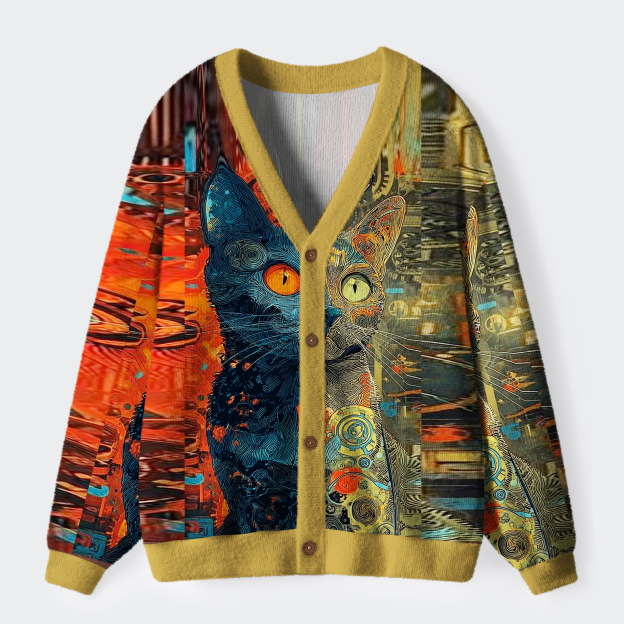 Unisex The Rise Of The Mechanical Cat Ugly Cardigan Sweater
