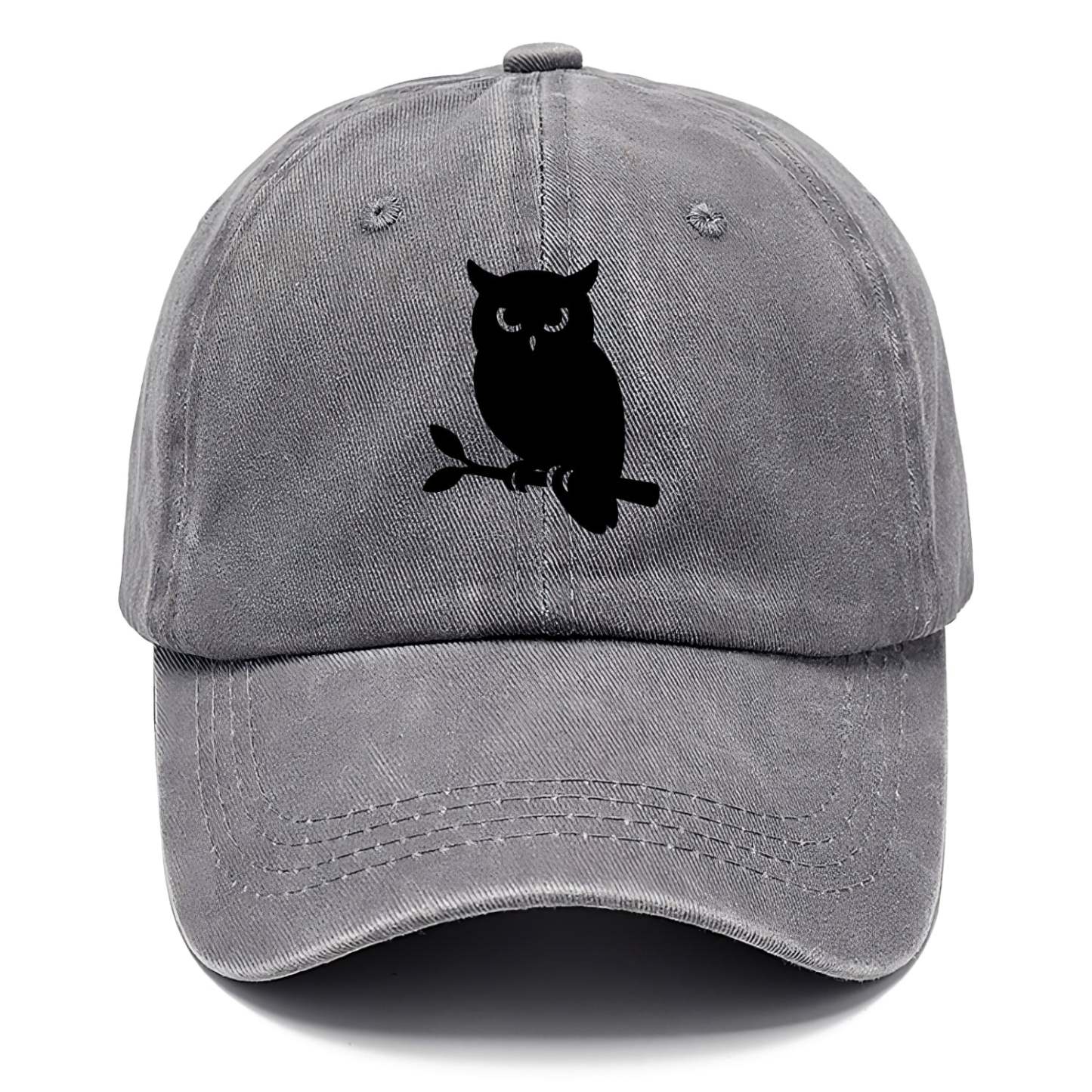 Owl perched on branch at night - Washed Cap
