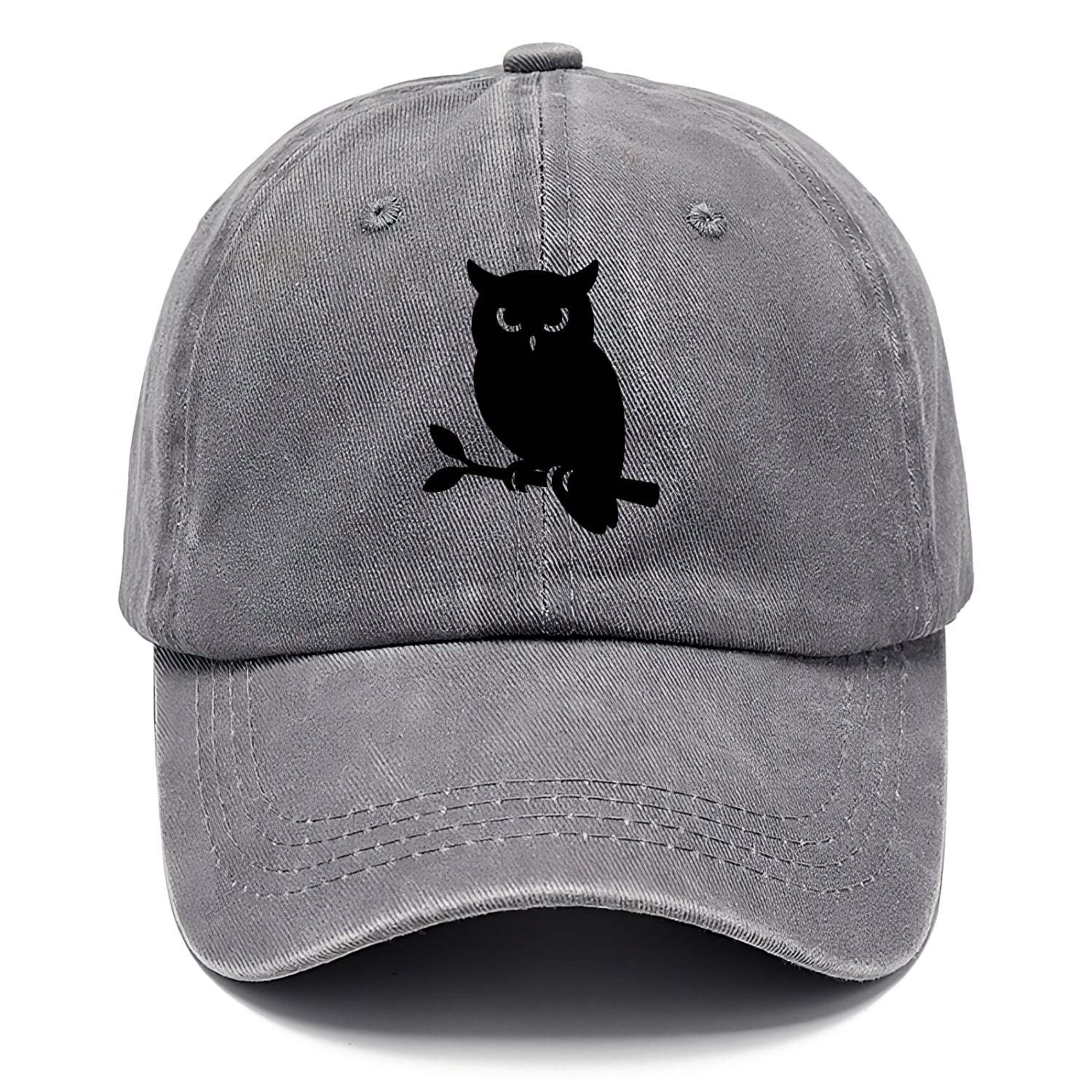 Owl perched on branch at night - Washed Cap