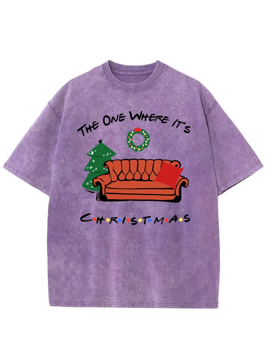 Vintage The One Where It's Christmas Washed T-Shirt