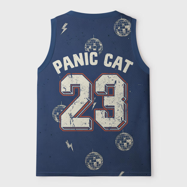 "Much Panic"Retro Printed Jersey Tank