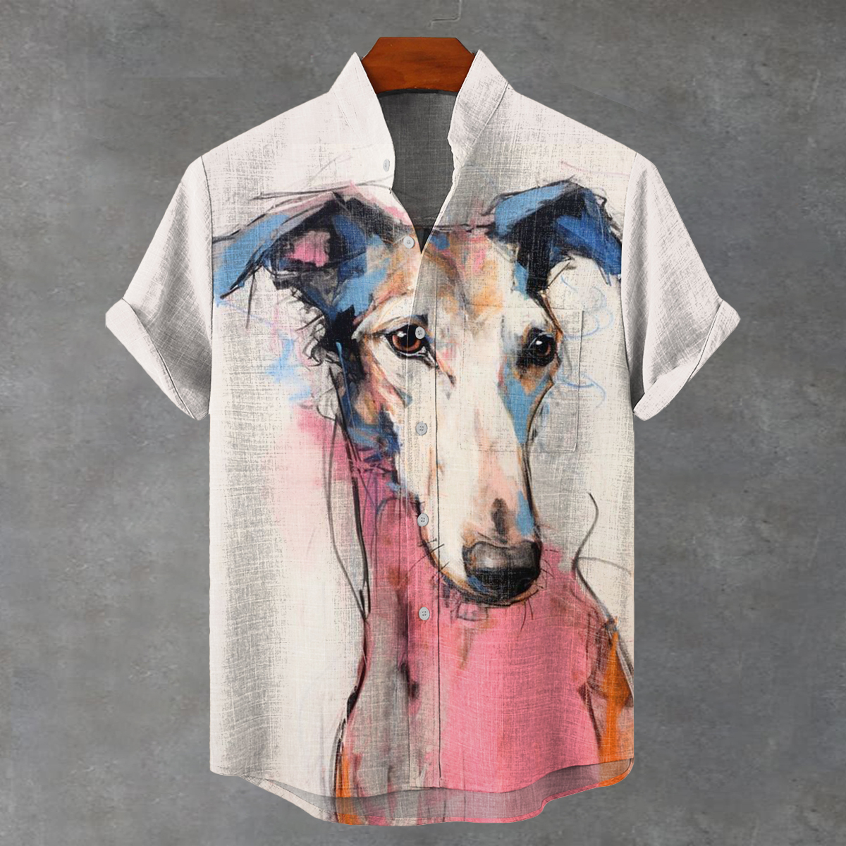 Watercolor Art Dogs Vintage Print Casual 100% Cotton Shirt