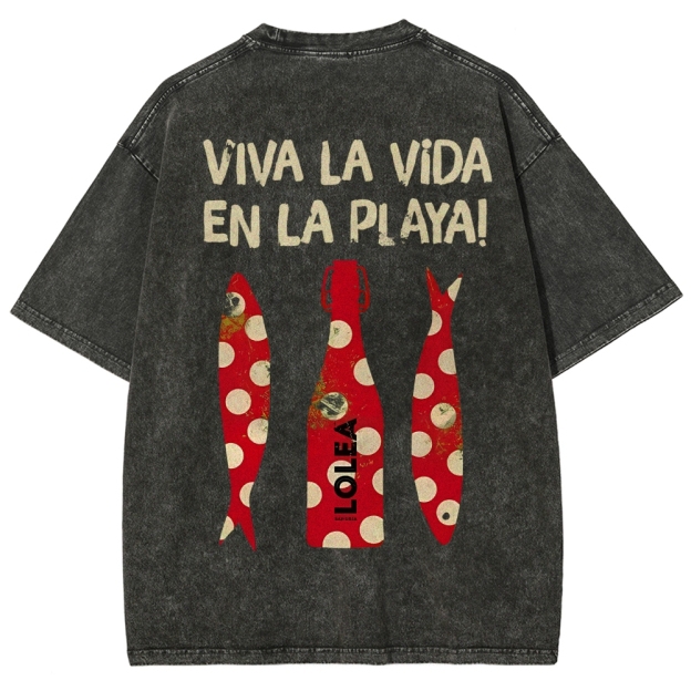 Polka Dot Fish Washed Vintage Short Sleeves T-Shirt