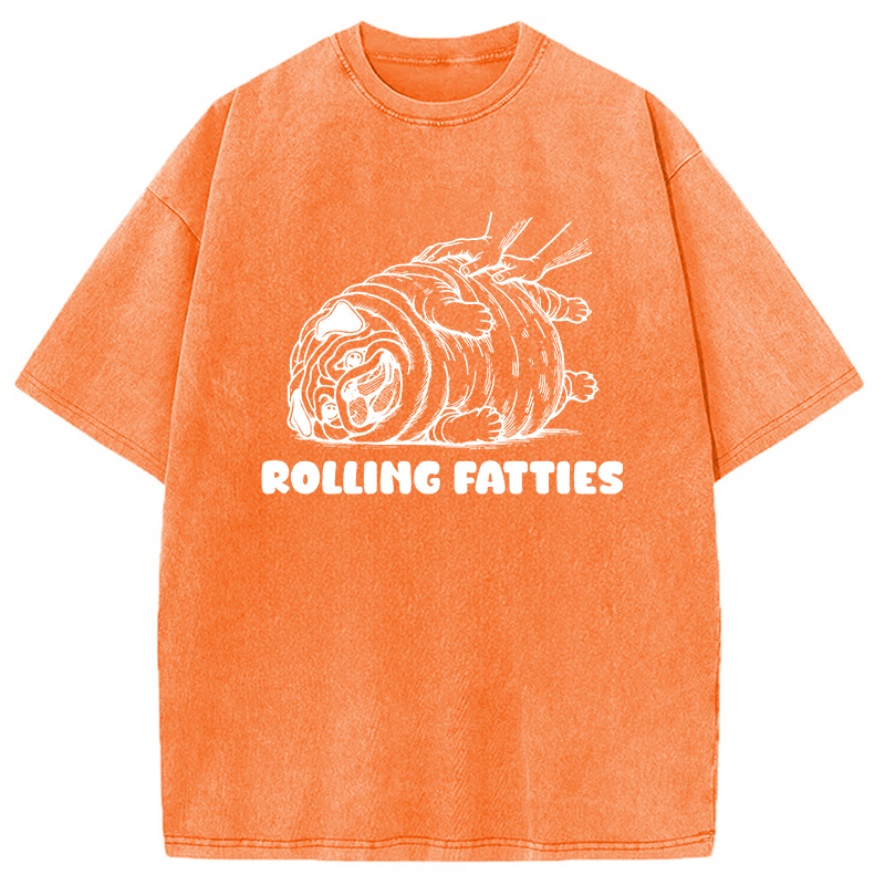 Rolling Fatties Dog Funny Pug Meme Washed T-Shirt
