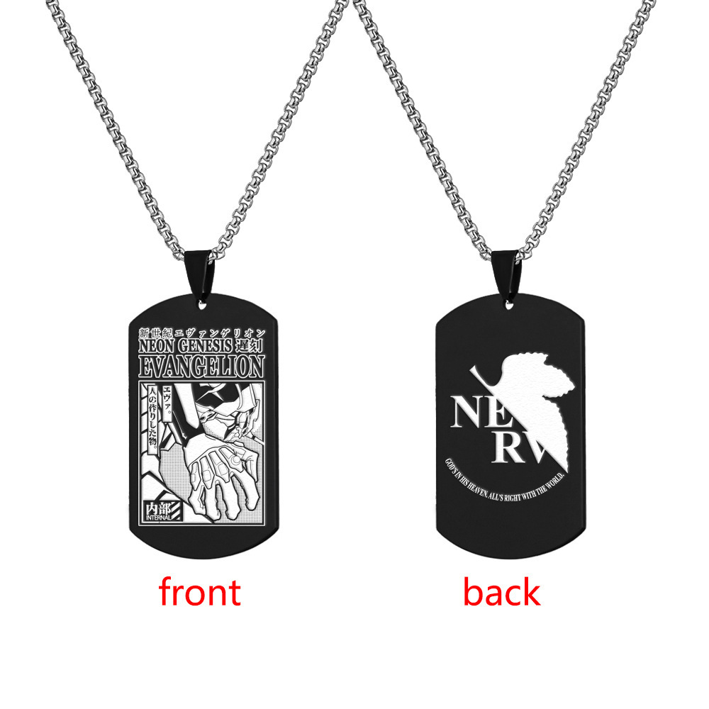 Neon Genesis Evangelion Stainless Steel Military Tag Engraved Necklace Tag Shinji Ikari Ayanami Rei Titanium Steel Dog Tag