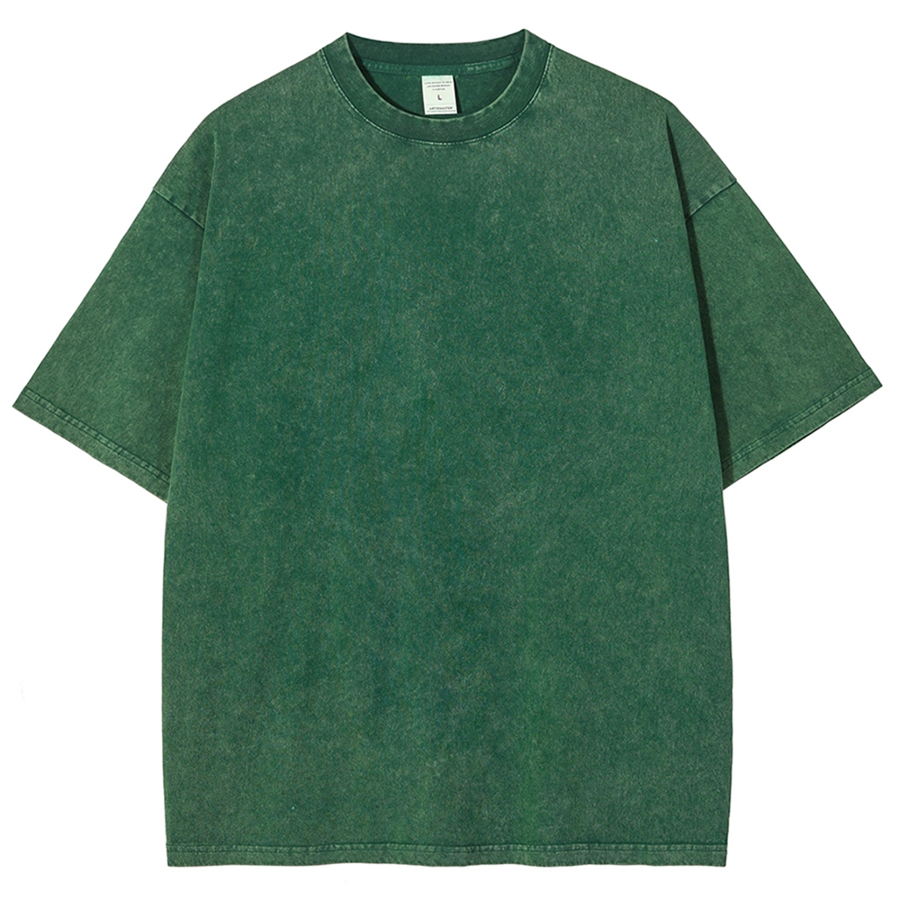 Fishes Pattern Printed Washed Vintage Short Sleeves T-Shirt