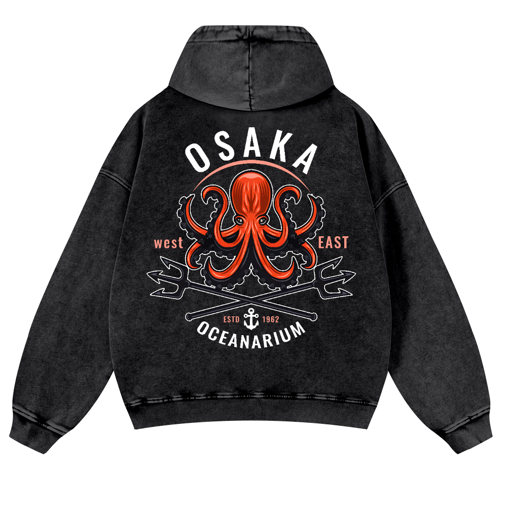Osaka Octopus Vintage Washed Cotton Back Art Hoodie