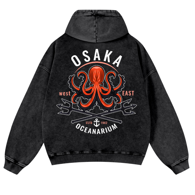 Osaka Octopus Vintage Washed Cotton Back Art Hoodie