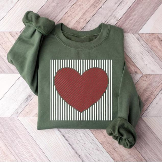 Retro Valentines Heart Printed Sweatshirt