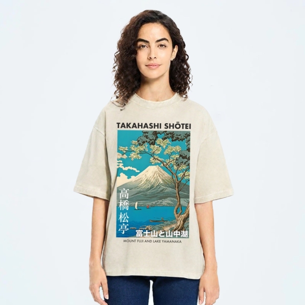 Mount Fuji and Lake Yamanaka Vintage Washed T-shirt