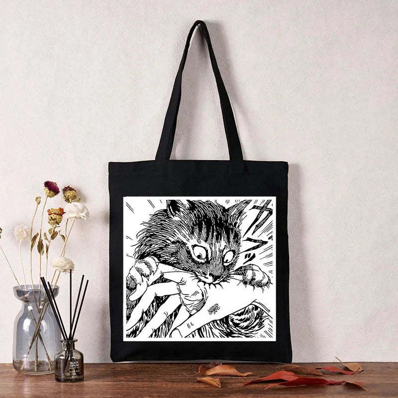  Creepy Cat Anime Horror Anteater Tote Bag