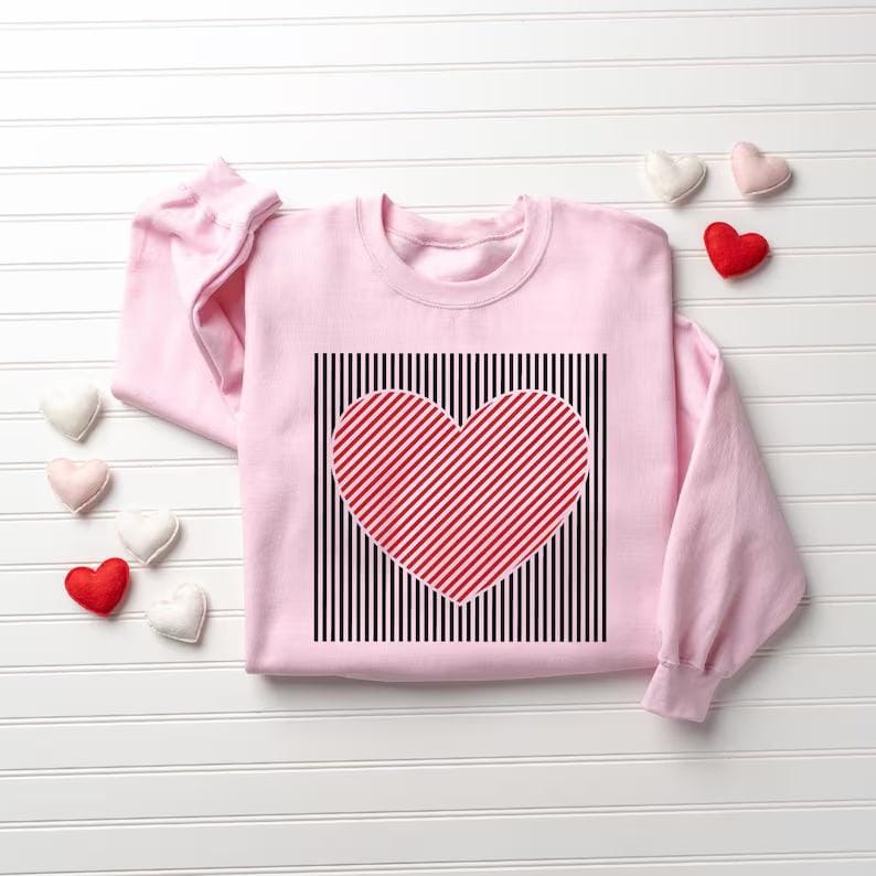 Retro Valentines Heart Printed Sweatshirt