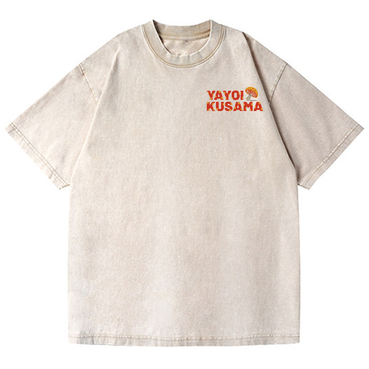 Yayoi Kusama Mushroom Vintage Wash Japanese Design Back Art T-Shirt