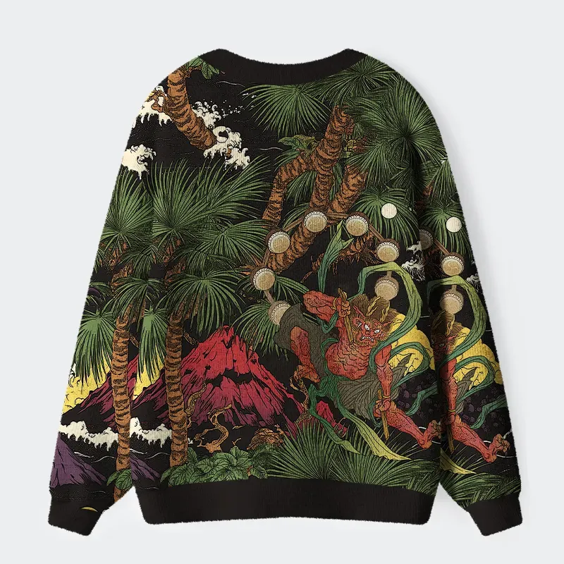 Unisex Japanese Yokai Ugly Cardigan Sweater