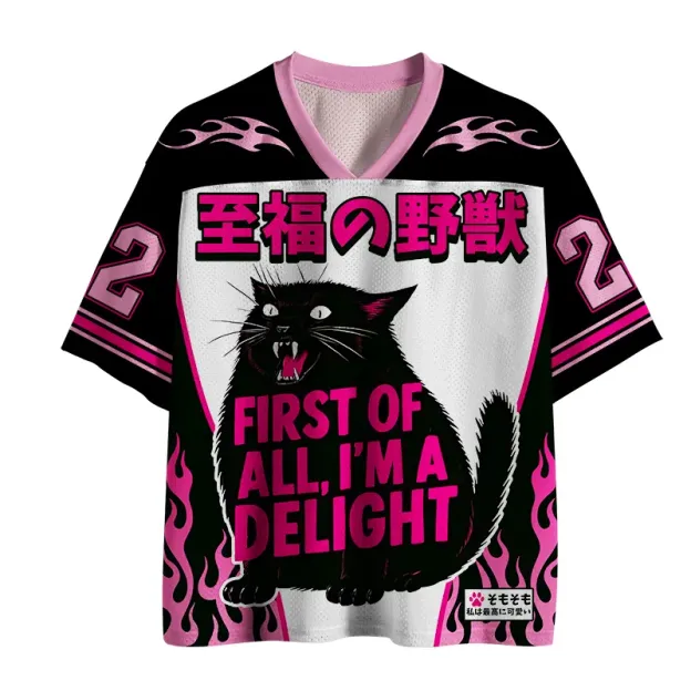 Roaring Black Cat Printed Jersey Shirts