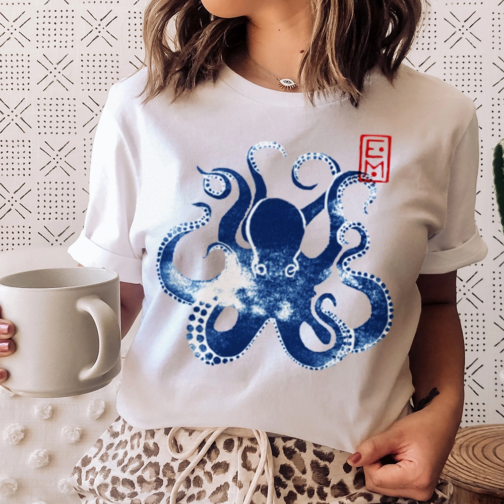 Vintage Japanese Octopus Washed Cotton T-Shirt