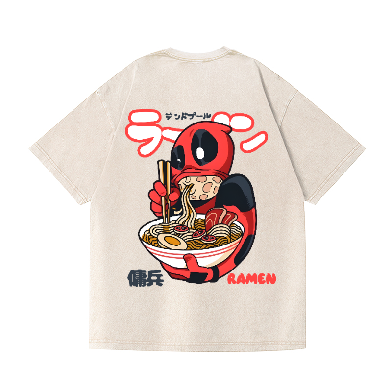 Ramen Hero Vintage Wash Japanese Design Back Art T-Shirt