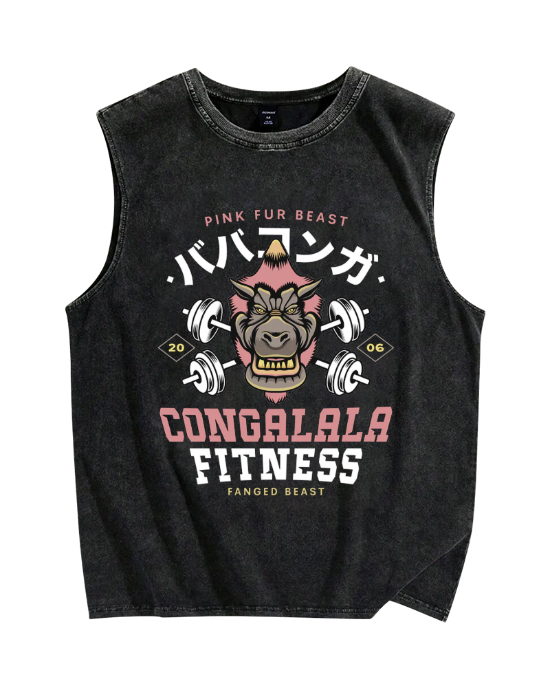 Congalala Fitness Vintage Distressed Washed Tank Top