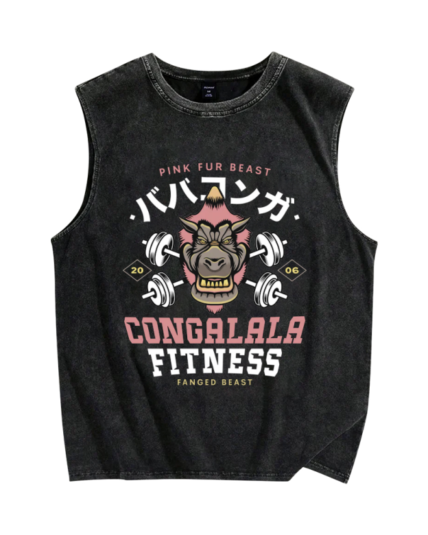 Congalala Fitness Vintage Distressed Washed Tank Top