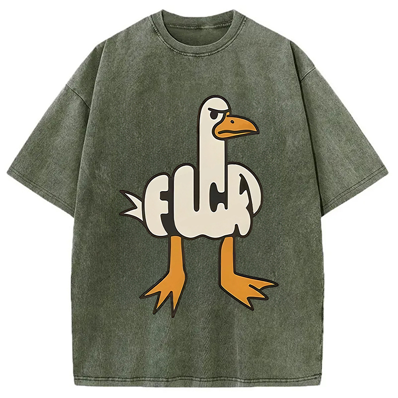 Tokyocanvas Angry Goose Funny Washed T-Shirt