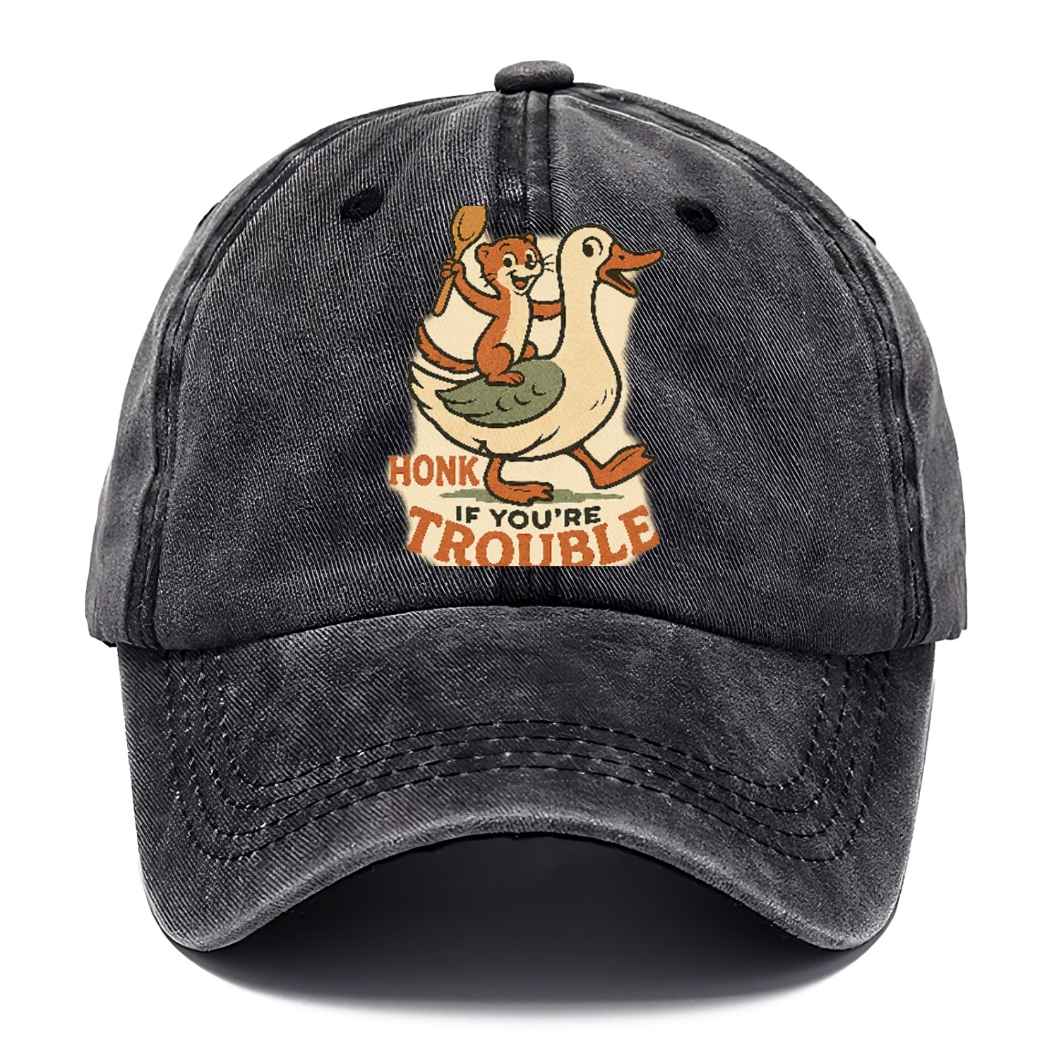 Trouble Cartoon Washed Cap