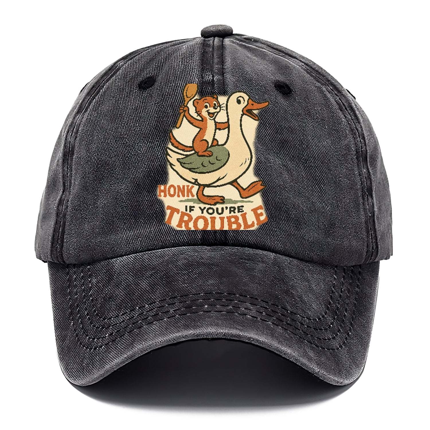 Trouble Cartoon Washed Cap