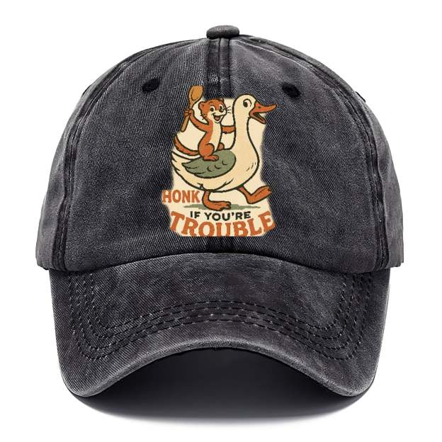 Trouble Cartoon Washed Cap