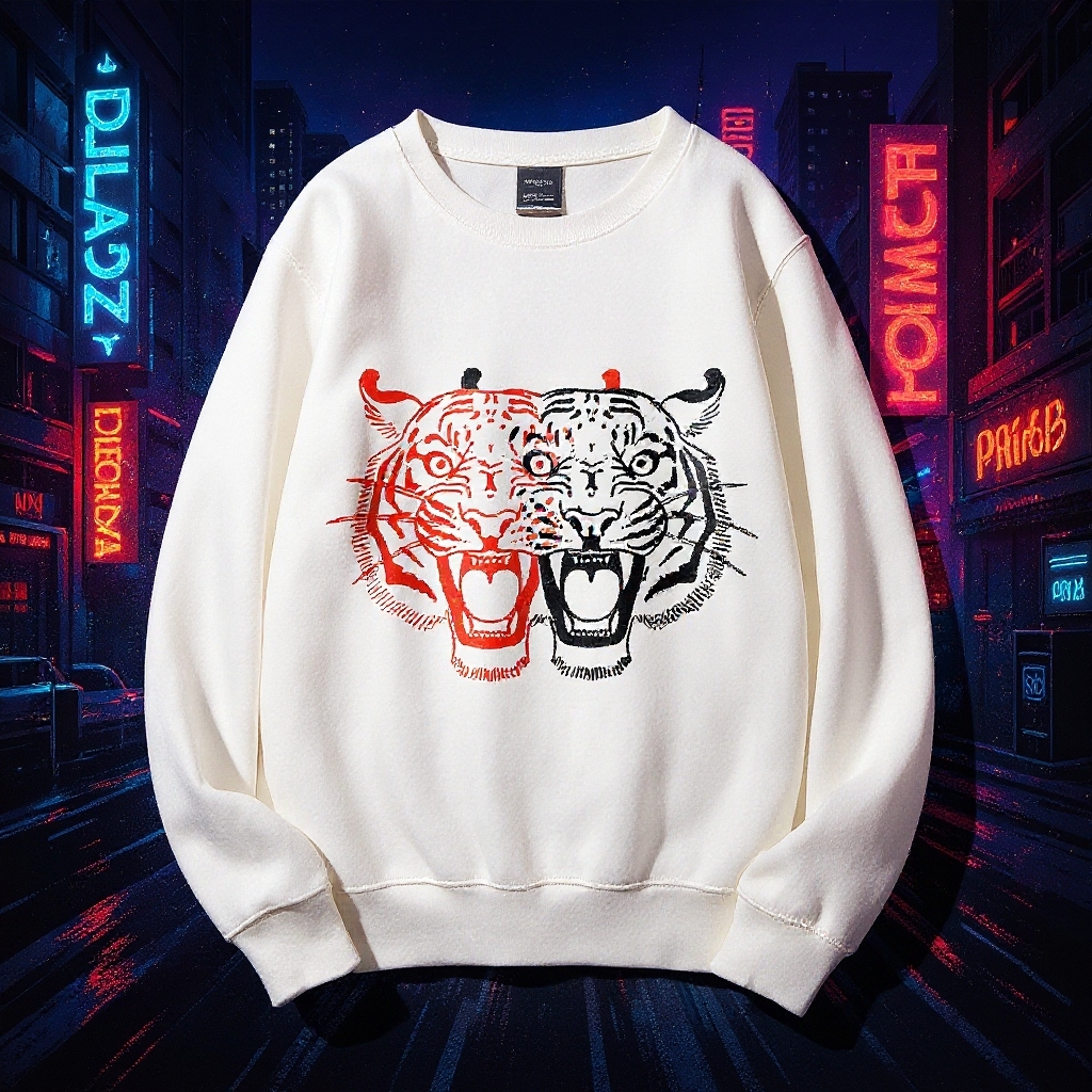 Unisex Patchwork Tiger Printed Sweatshirt
