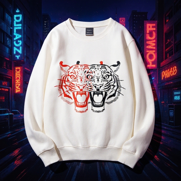 Unisex Patchwork Tiger Printed Sweatshirt