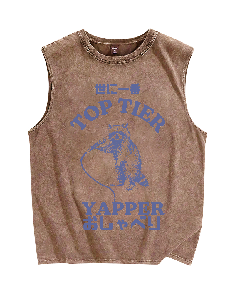Top tier yapper Vintage Distressed Washed Tank Top
